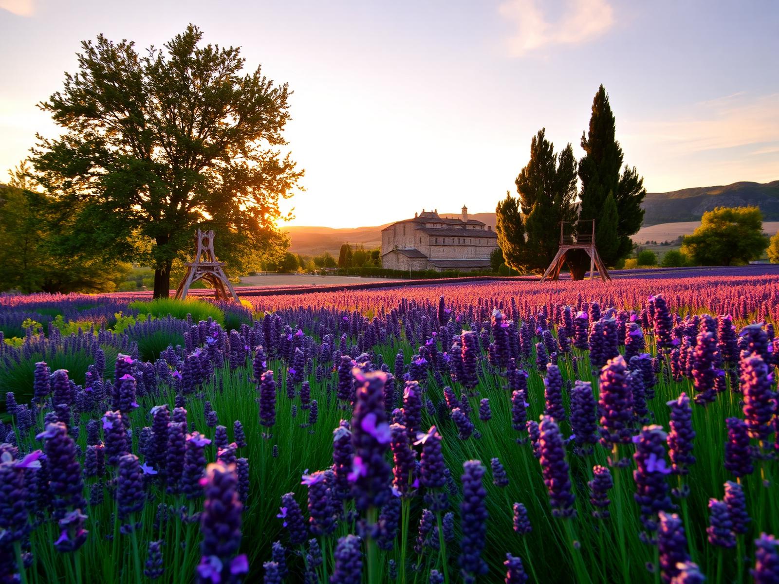 Burgundy estate at golden hour